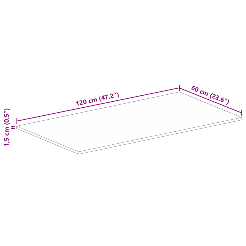 Piano per Tavolo 120x60x1,5 cm Rettangolare Legno Mango Grezzo | homemem39