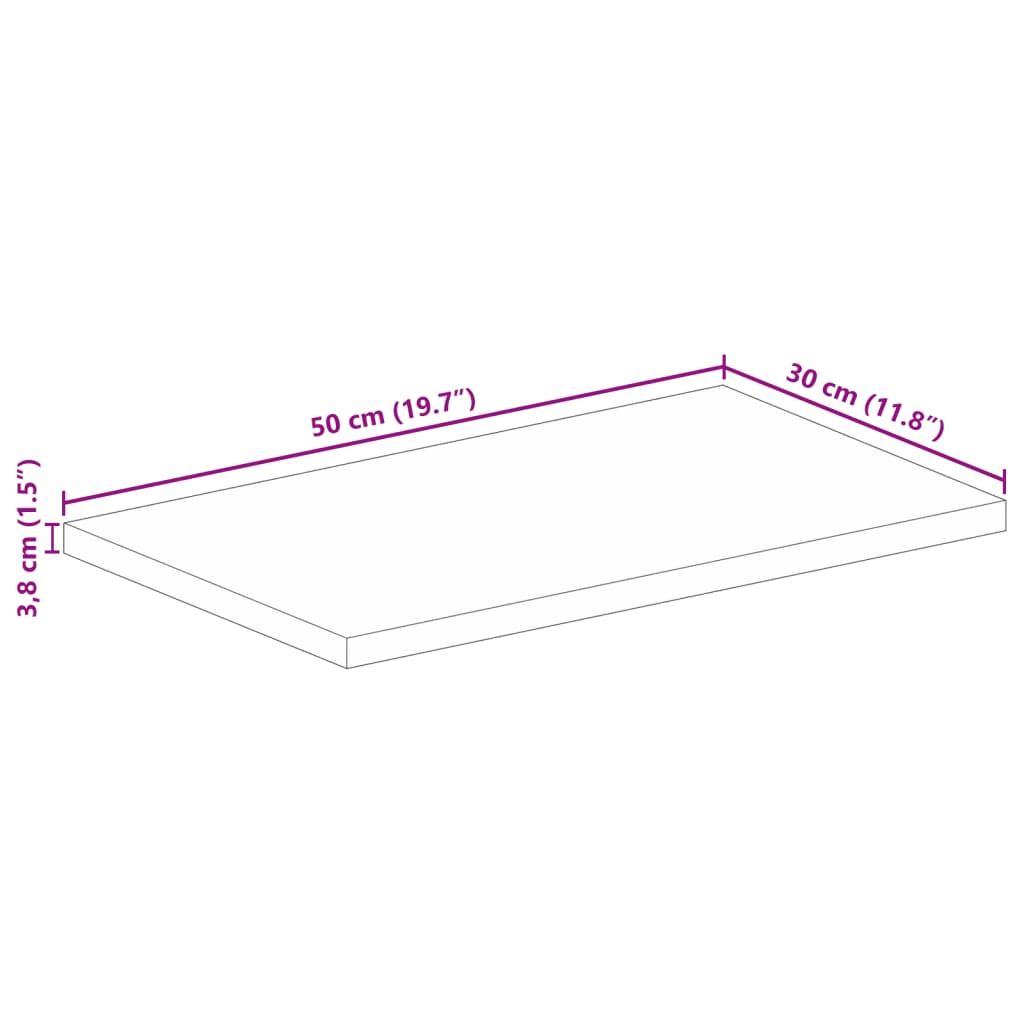 Piano per Tavolo 50x30x3,8 cm Rettangolare Legno Massello Mango | homemem39