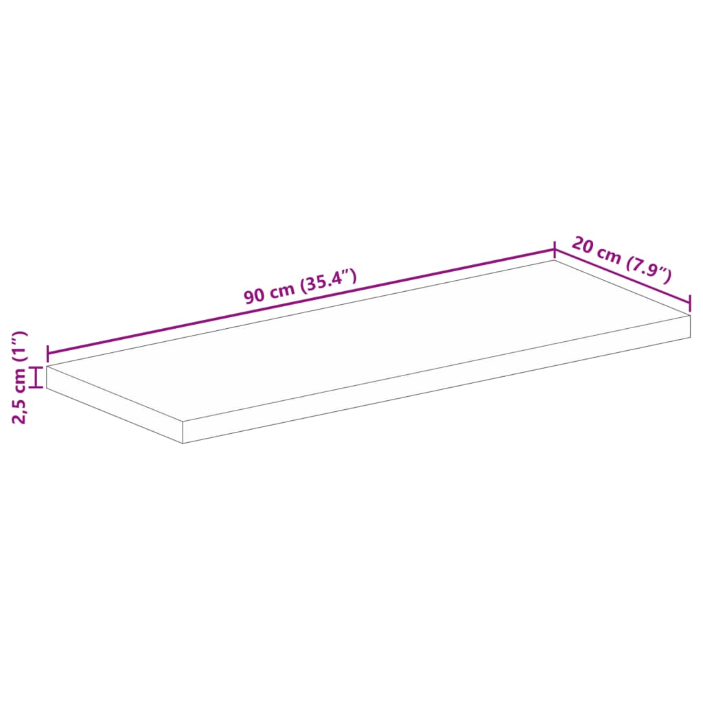 Piano per Tavolo 90x20x2,5 cm Rettangolare Legno Massello Mango | homemem39