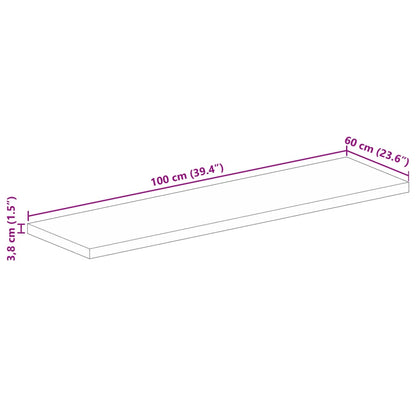 Piano per Tavolo 100x60x3,8cm Rettangolare Legno Massello Mango