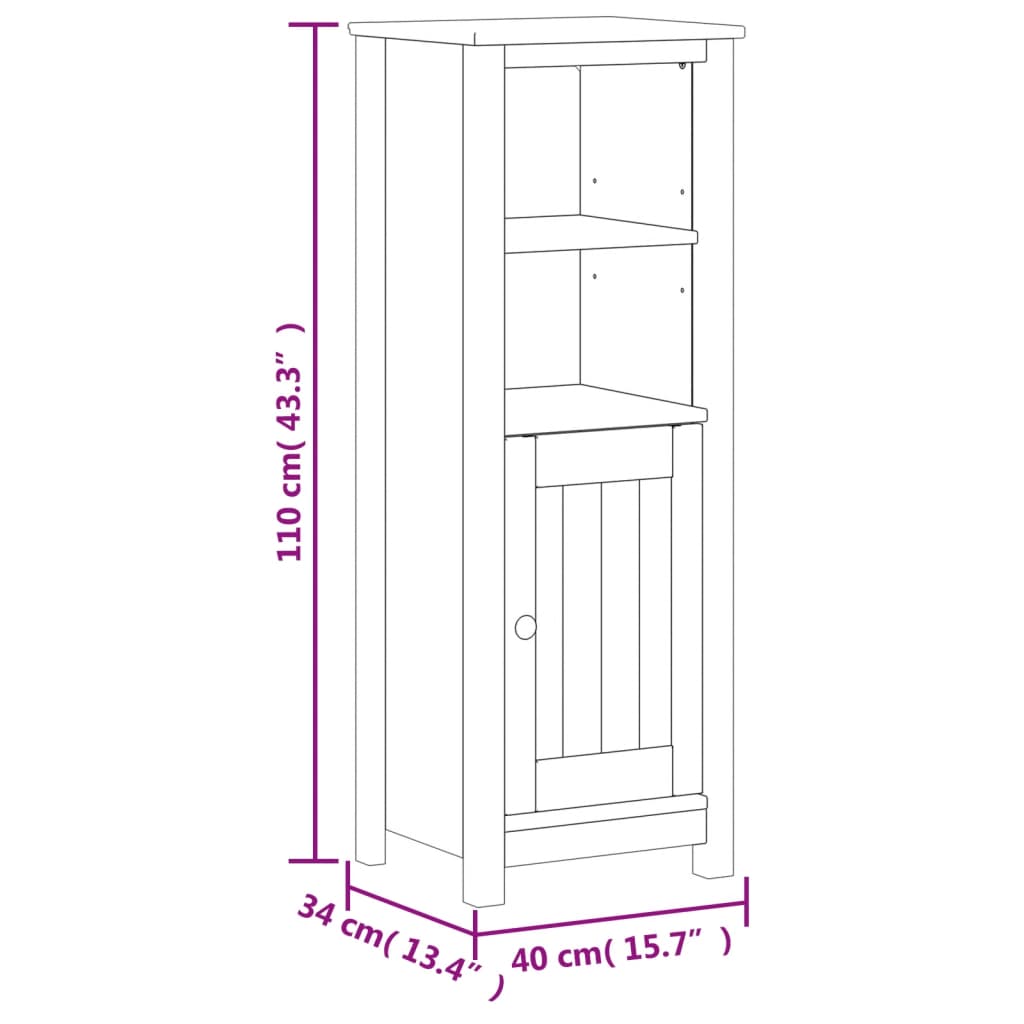Mobile da Bagno BERG Bianco 40x34x110 cm Legno Massello di Pino | homemem39