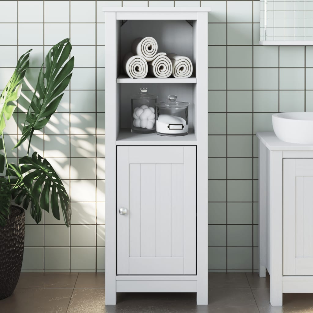 Mobile da Bagno BERG Bianco 40x34x110 cm Legno Massello di Pino | homemem39