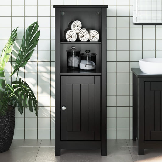 Mobile da Bagno BERG Nero 40x34x110 cm Legno Massello di Pino | homemem39