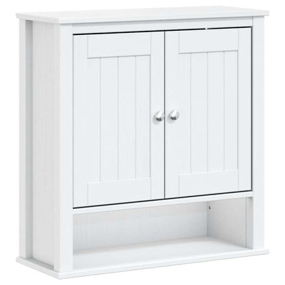 Mobile Bagno a Muro BERG Bianco 69,5x27x71,5cm Legno Massello | homemem39