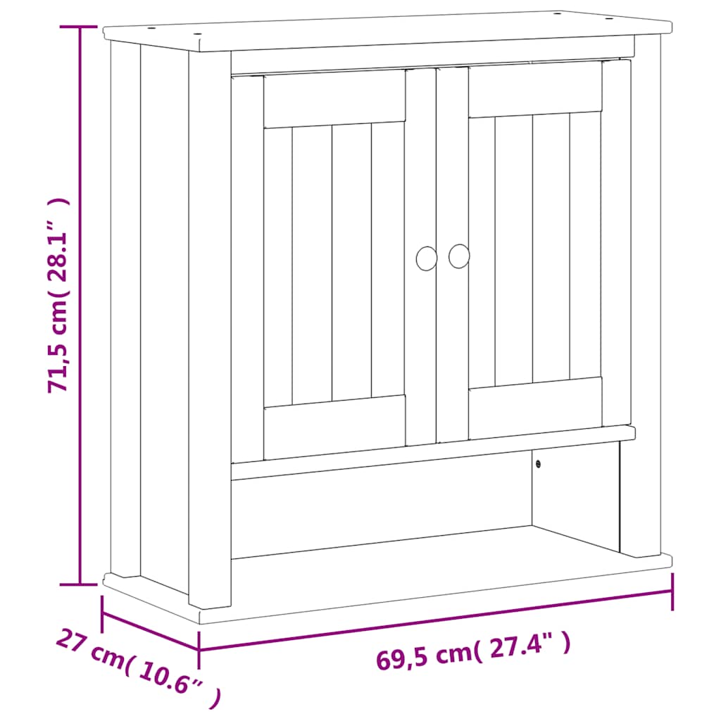Mobile Bagno a Muro BERG Bianco 69,5x27x71,5cm Legno Massello | homemem39