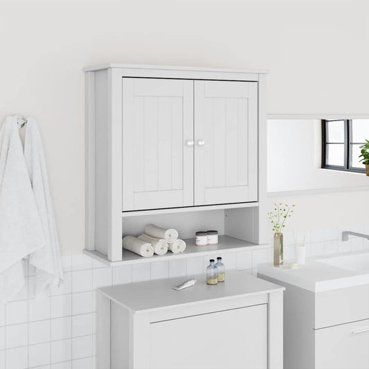 Mobile Bagno a Muro BERG Bianco 69,5x27x71,5cm Legno Massello | homemem39