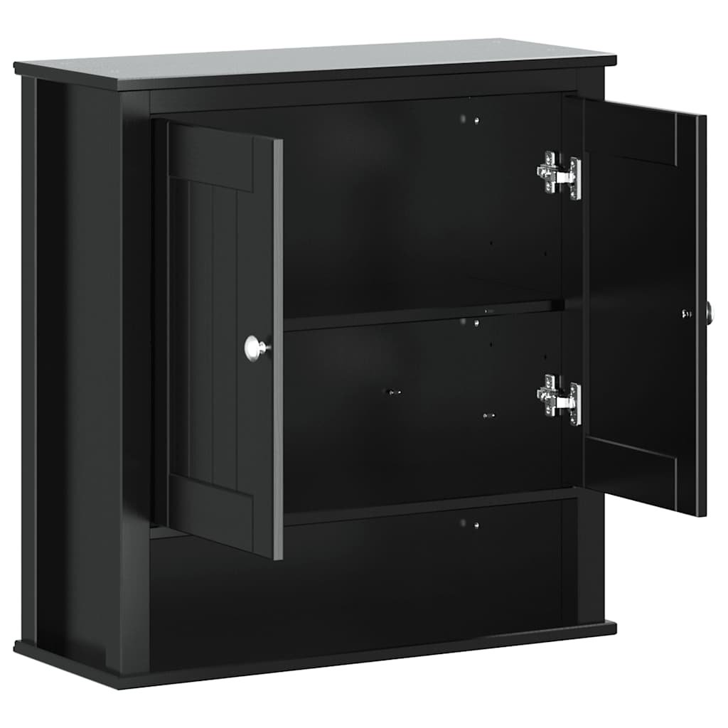 Mobile da Bagno a Muro BERG Nero 69,5x27x71,5cm Legno Massello | homemem39