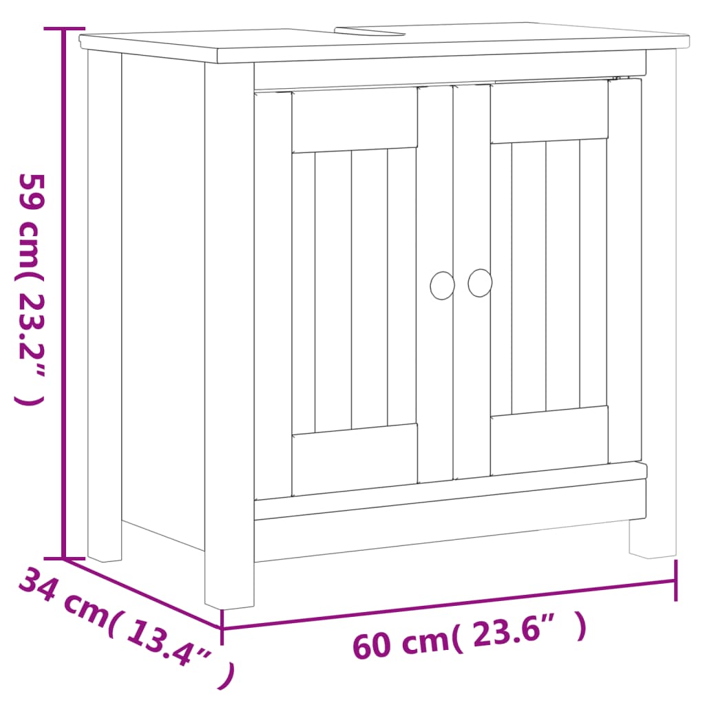 Mobile Lavabo da Bagno BERG Bianco 60x34x59 cm Massello Pino | homemem39