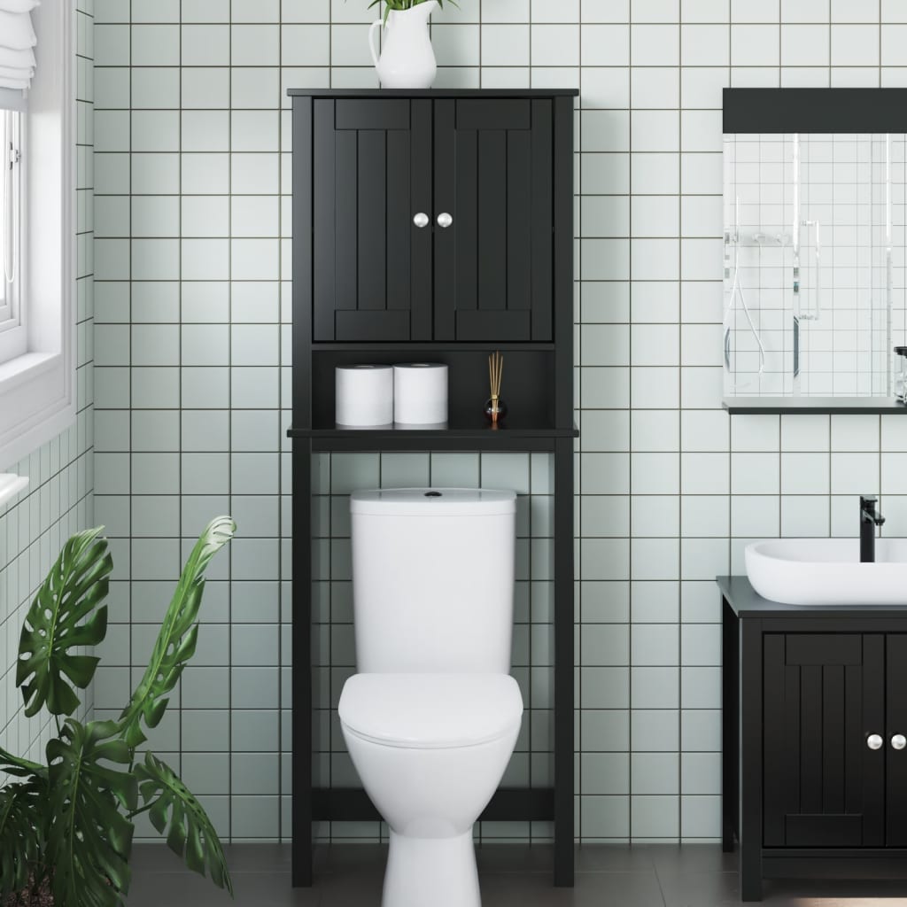 Portaoggetti Sopra WC BERG Nero 60x27x164,5 cm Legno Massello | homemem39