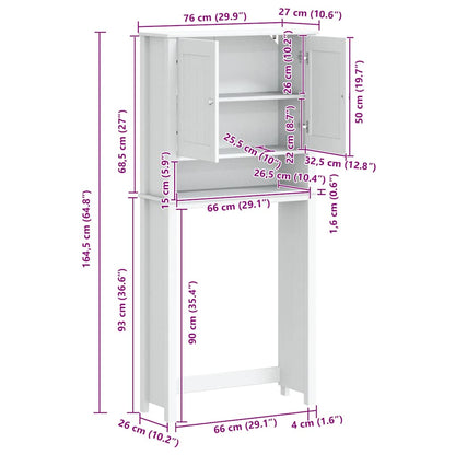 Mobile per Lavatrice BERG Bianco 76x27x164,5cm Legno Massello | homemem39