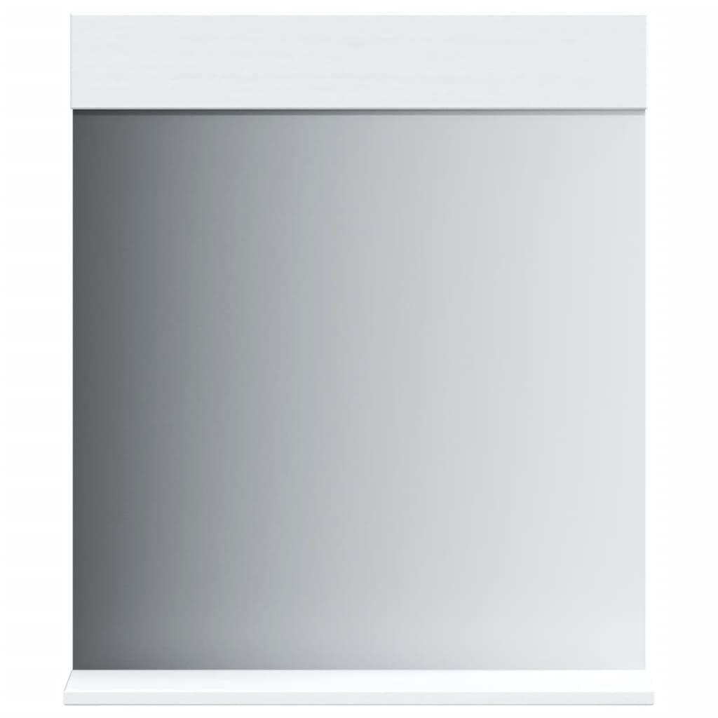 Specchio Bagno e Ripiano BERG Bianco 60x12x70 cm Legno Massello