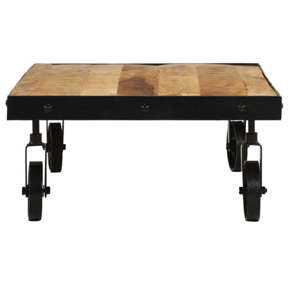 Tavolino da Salotto con Ruote Legno Massello Mango 100x55x26 cm | homemem39