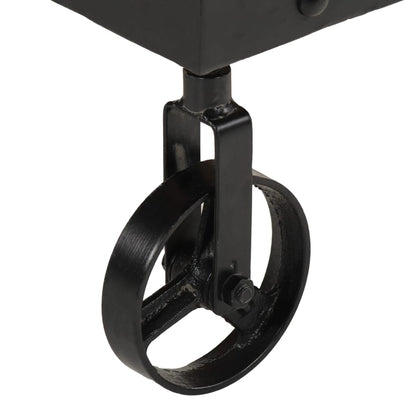 Tavolino Salotto con Ruote Legno Massello Recupero 100x55x26 cm