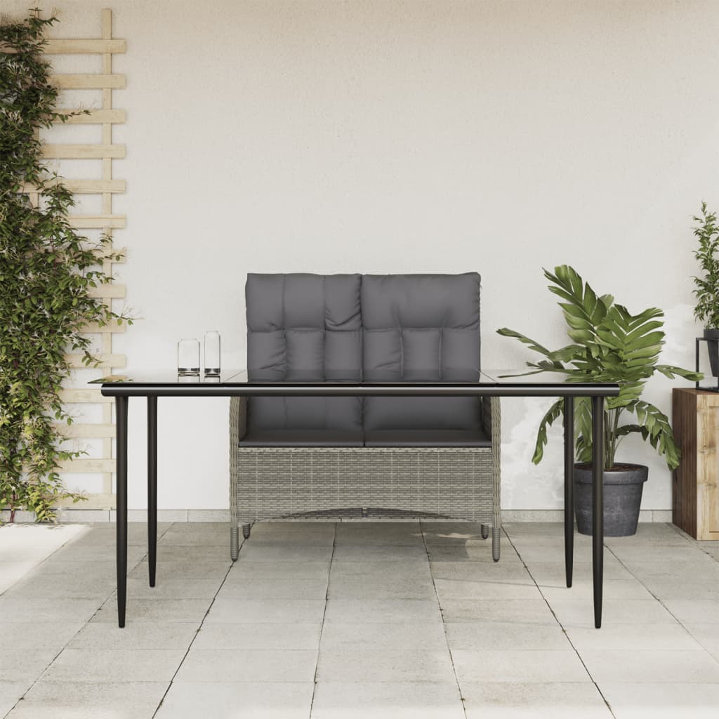 Set da Pranzo da Giardino 2 pz con Cuscini in Polyrattan Grigio - homemem39