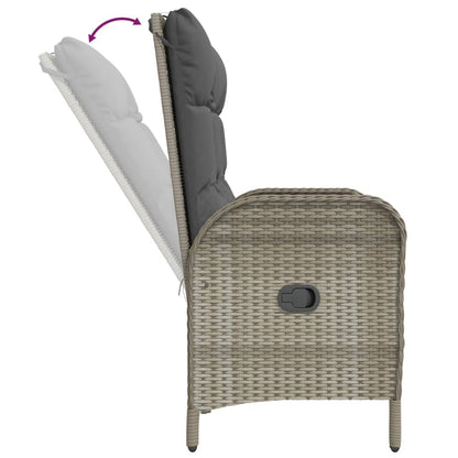 Set da Pranzo da Giardino 4 pz con Cuscini in Polyrattan Grigio - homemem39