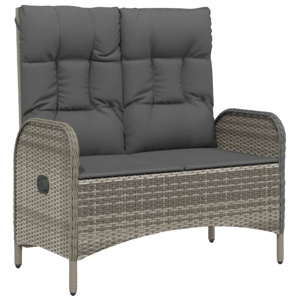 Set da Pranzo da Giardino 2 pz con Cuscini in Polyrattan Grigio | homemem39