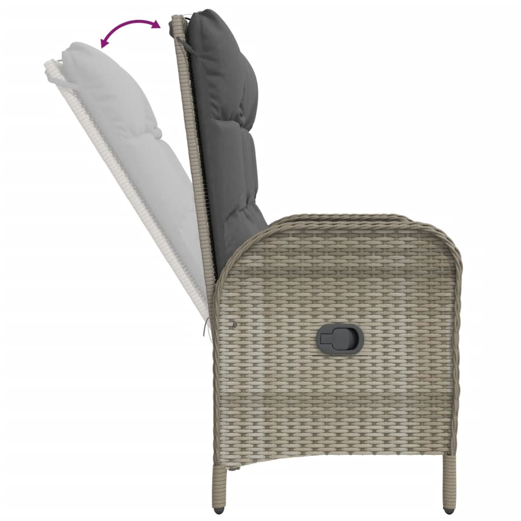 Set da Pranzo da Giardino 2 pz con Cuscini in Polyrattan Grigio | homemem39