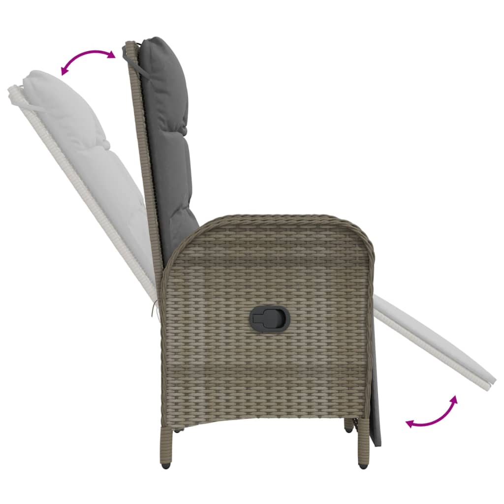 Set da Pranzo da Giardino 4 pz con Cuscini in Polyrattan Grigio - homemem39