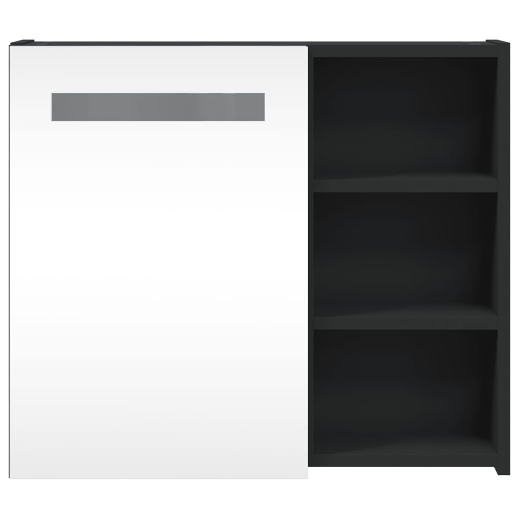 Armadietto Bagno con Specchio e LED Nero 60x13x52 cm | homemem39