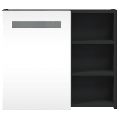 Armadietto Bagno con Specchio e LED Nero 60x13x52 cm | homemem39