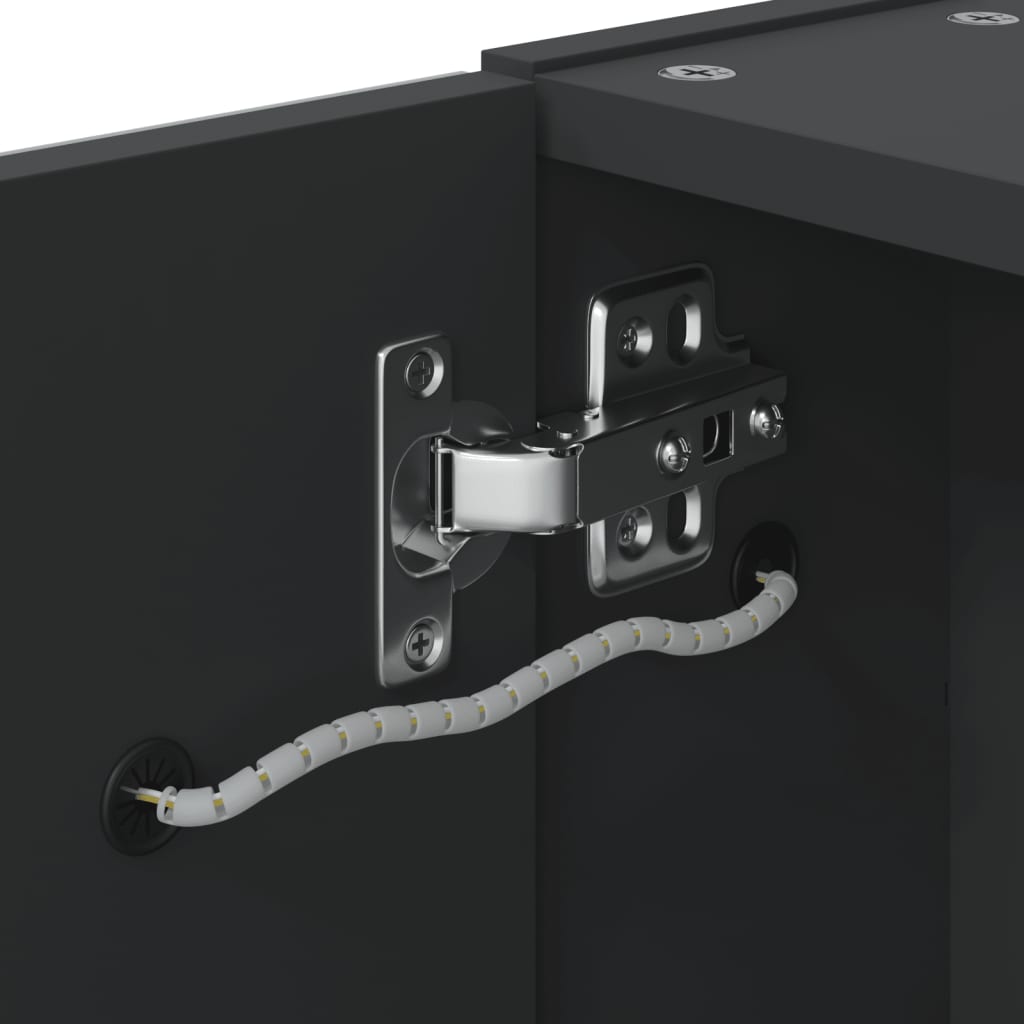 Armadietto Bagno con Specchio e LED Nero 60x13x52 cm | homemem39