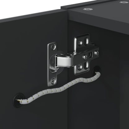 Armadietto Bagno con Specchio e LED Nero 60x13x52 cm | homemem39