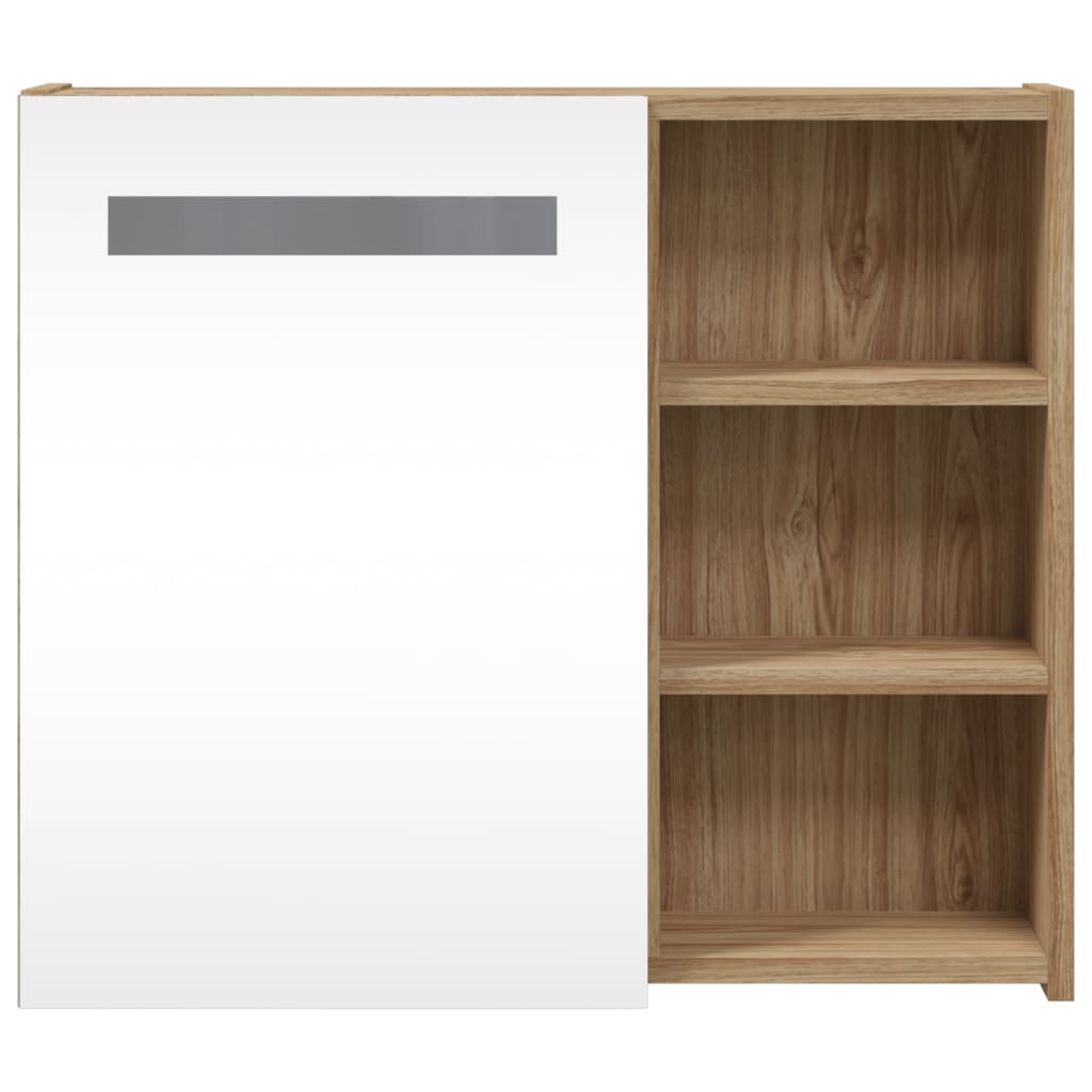 Armadietto Bagno con Specchio e LED Rovere 60x13x52 cm | homemem39