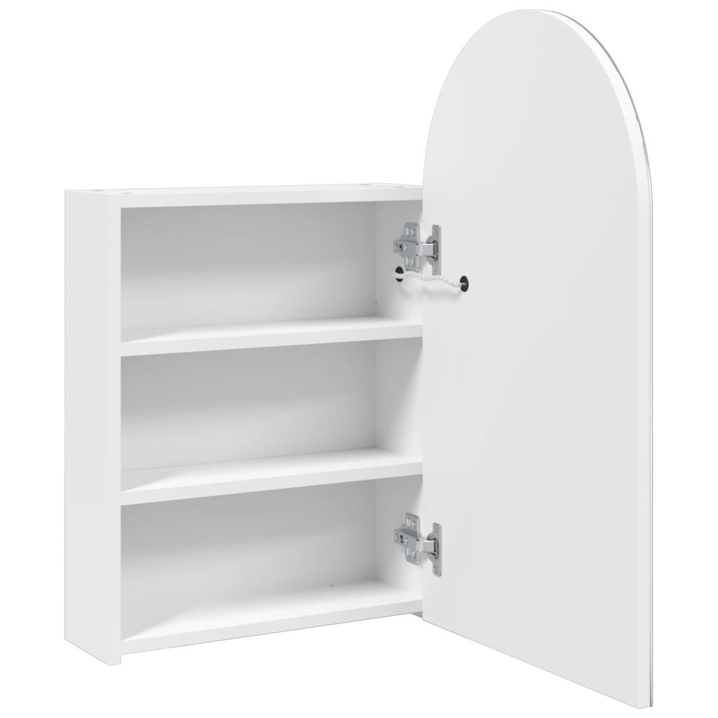 Armadietto Bagno con Specchio e LED ad Arco Bianco 42x13x70 cm | homemem39