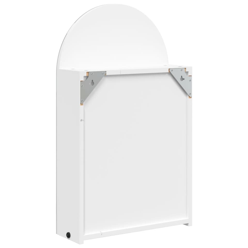 Armadietto Bagno con Specchio e LED ad Arco Bianco 42x13x70 cm | homemem39