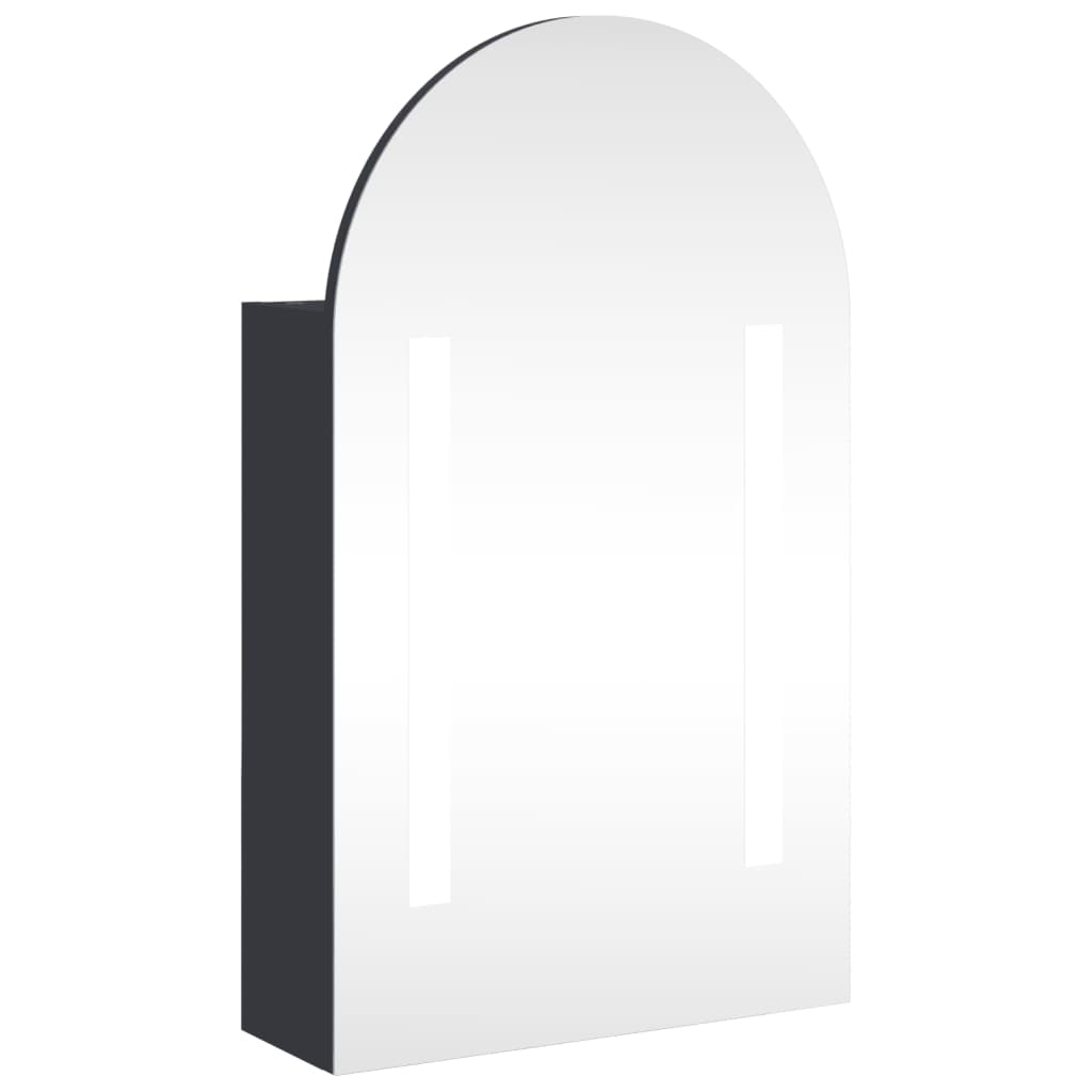 Armadietto Bagno con Specchio e LED ad Arco Grigio 42x13x70 cm | homemem39