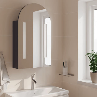 Armadietto Bagno con Specchio e LED ad Arco Grigio 42x13x70 cm | homemem39