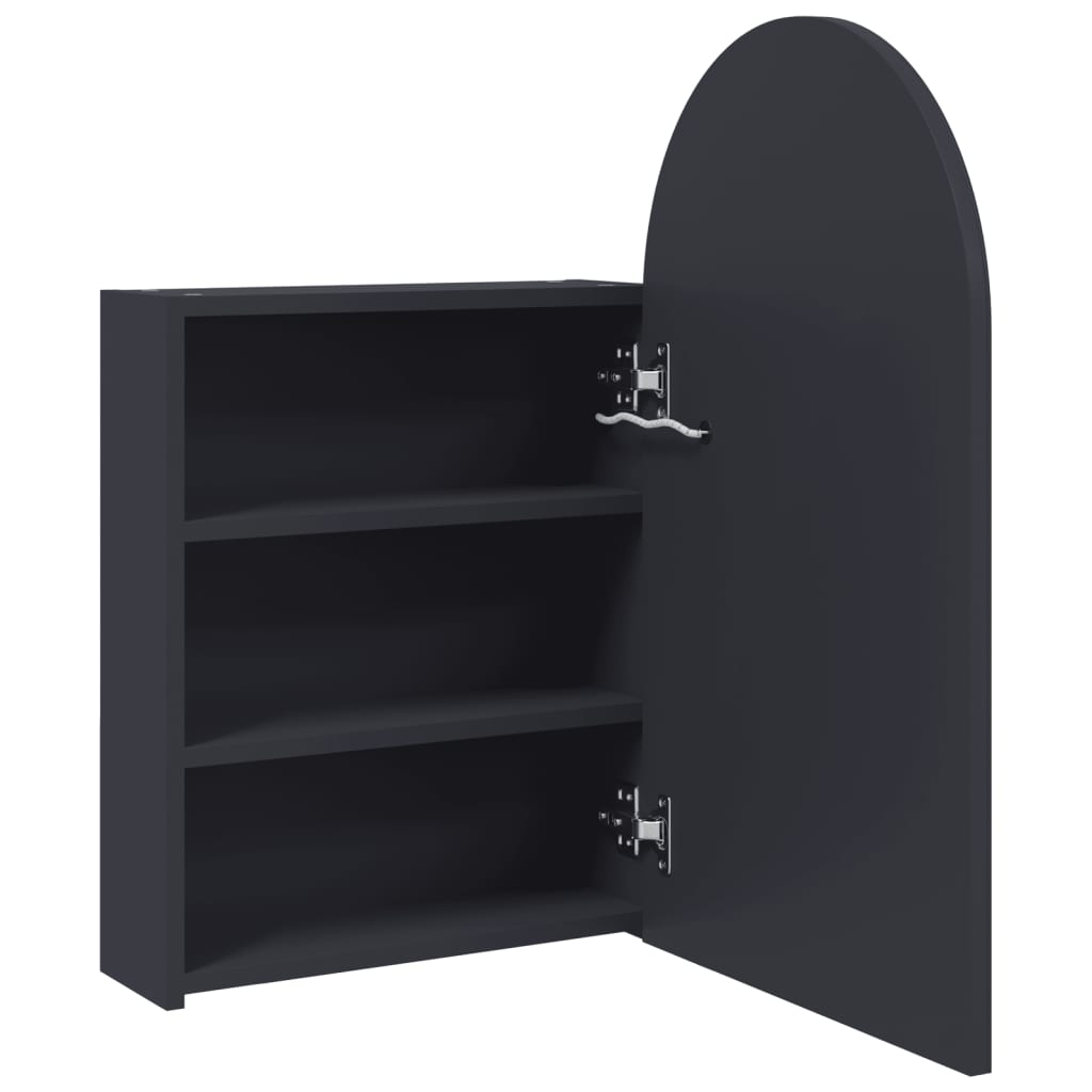 Armadietto Bagno con Specchio e LED ad Arco Grigio 42x13x70 cm | homemem39