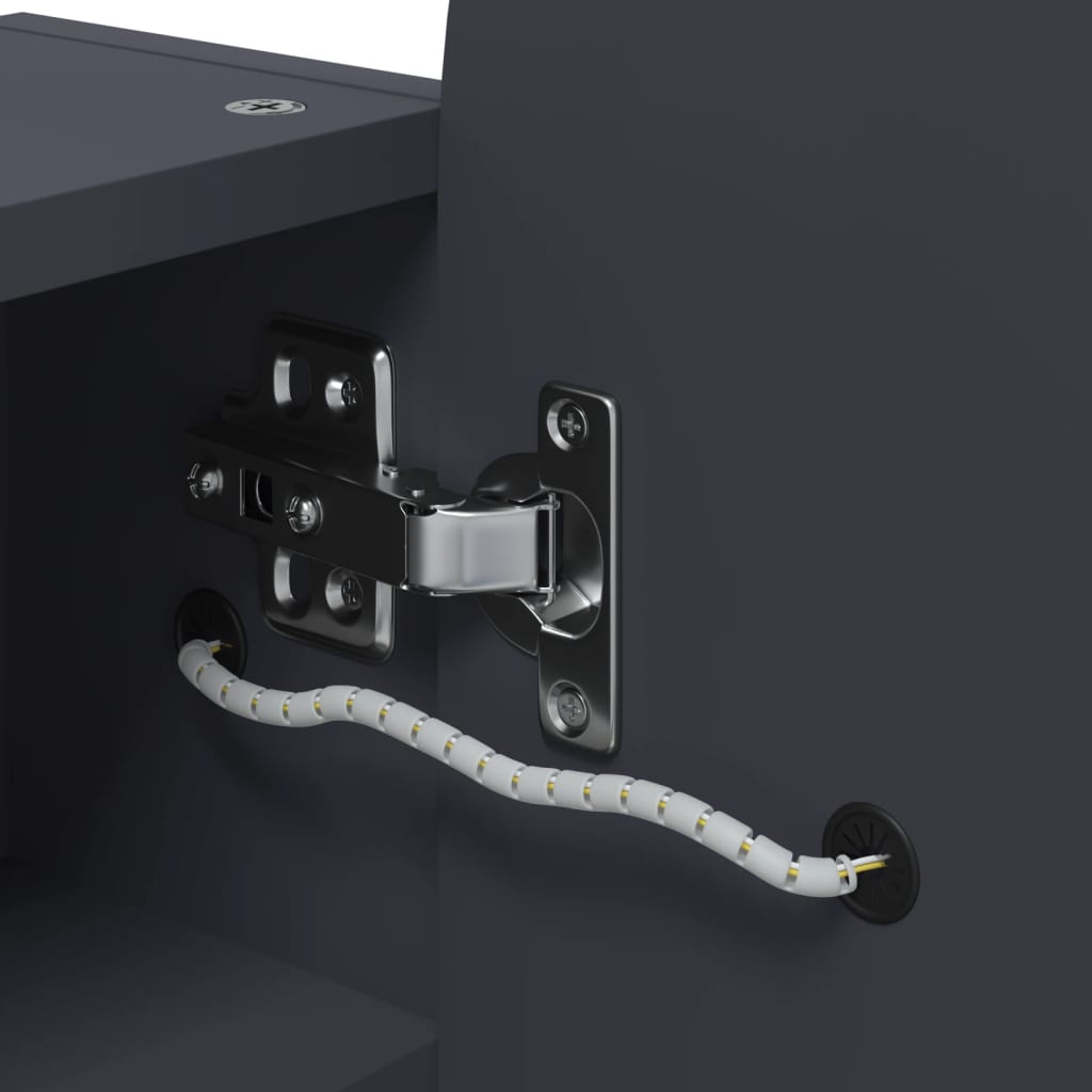 Armadietto Bagno con Specchio e LED ad Arco Grigio 42x13x70 cm | homemem39