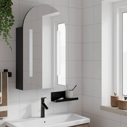Armadietto Bagno con Specchio e LED ad Arco Nero 42x13x70 cm | homemem39