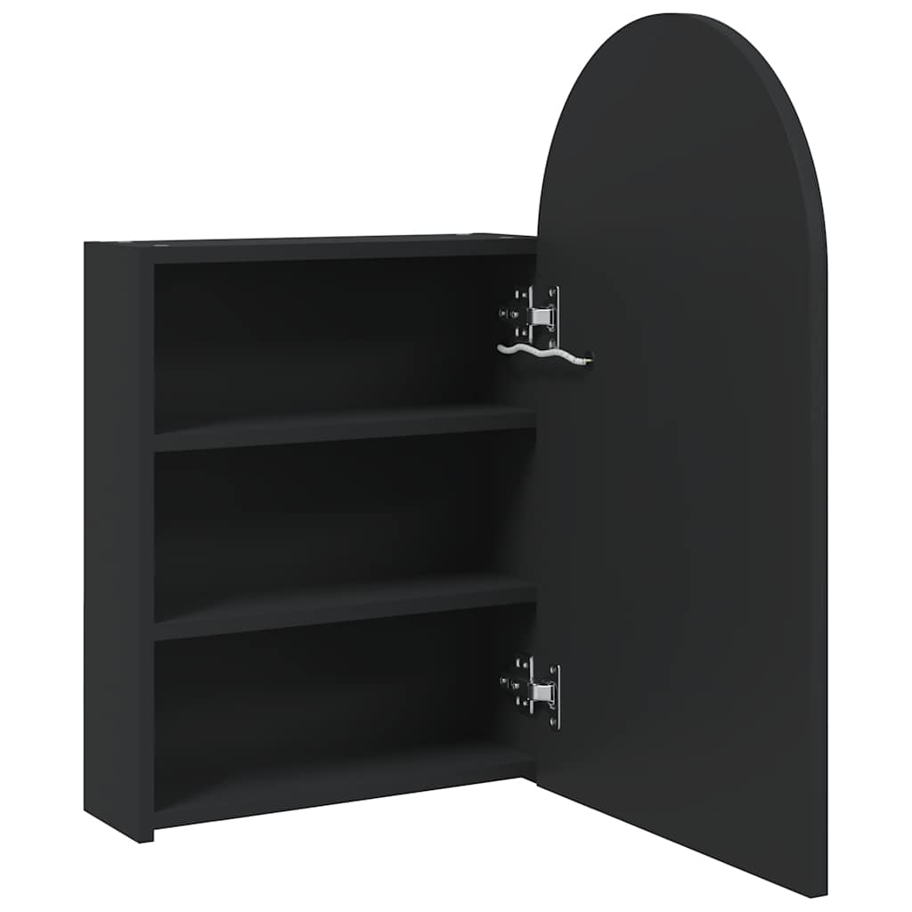 Armadietto Bagno con Specchio e LED ad Arco Nero 42x13x70 cm | homemem39