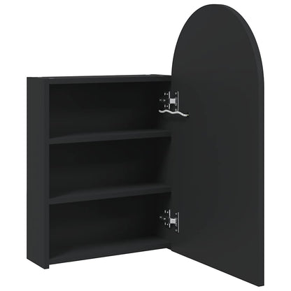 Armadietto Bagno con Specchio e LED ad Arco Nero 42x13x70 cm | homemem39