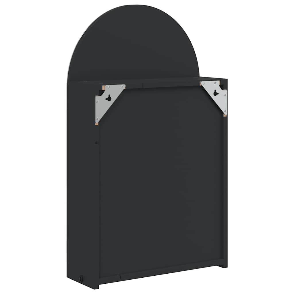 Armadietto Bagno con Specchio e LED ad Arco Nero 42x13x70 cm | homemem39