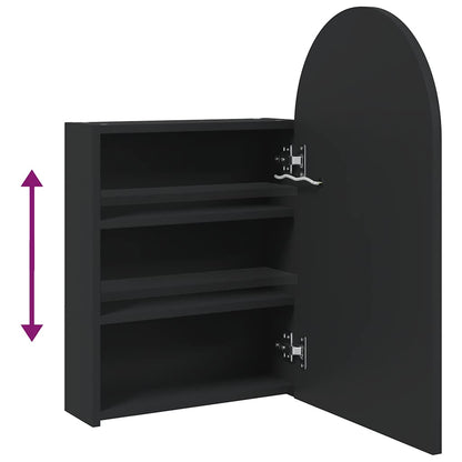 Armadietto Bagno con Specchio e LED ad Arco Nero 42x13x70 cm | homemem39
