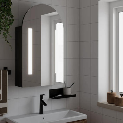 Armadietto Bagno con Specchio e LED ad Arco Nero 42x13x70 cm | homemem39
