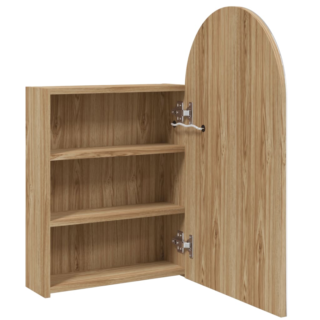 Armadietto Bagno con Specchio e LED ad Arco Rovere 42x13x70 cm | homemem39