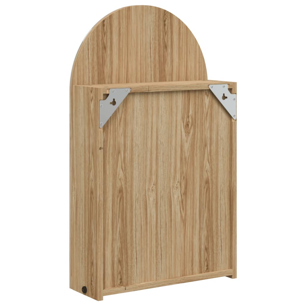 Armadietto Bagno con Specchio e LED ad Arco Rovere 42x13x70 cm | homemem39