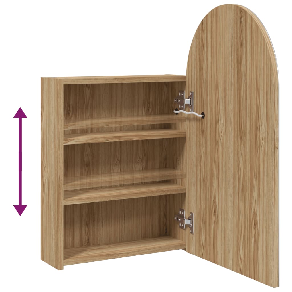 Armadietto Bagno con Specchio e LED ad Arco Rovere 42x13x70 cm | homemem39