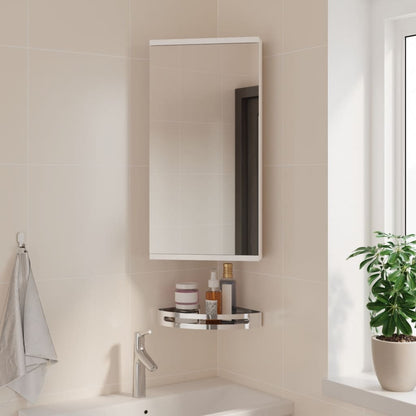 Armadietto Angolare con Specchio da Bagno Bianco 30x24x60 cm | homemem39
