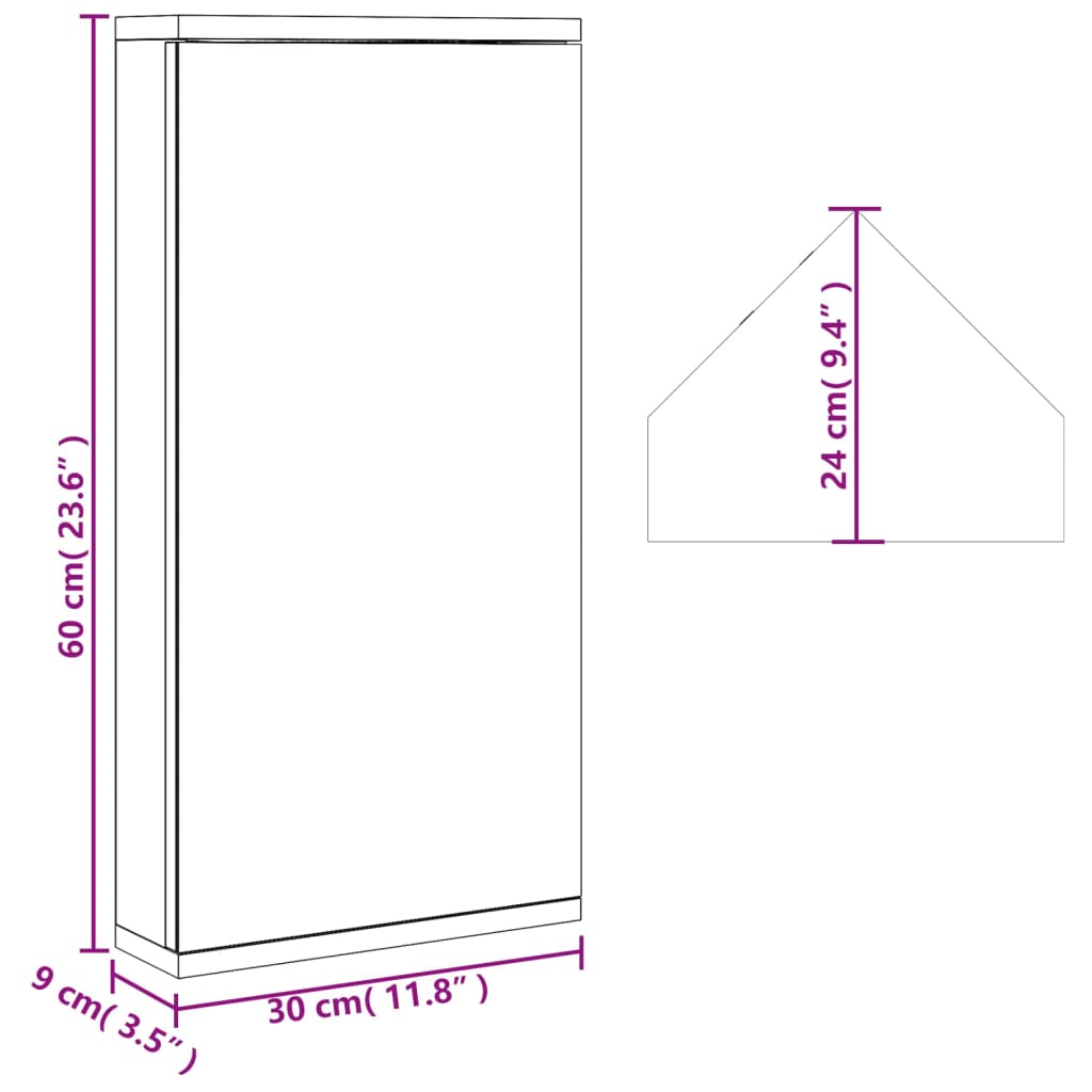 Armadietto Angolare con Specchio da Bagno Grigio 30x24x60 cm | homemem39