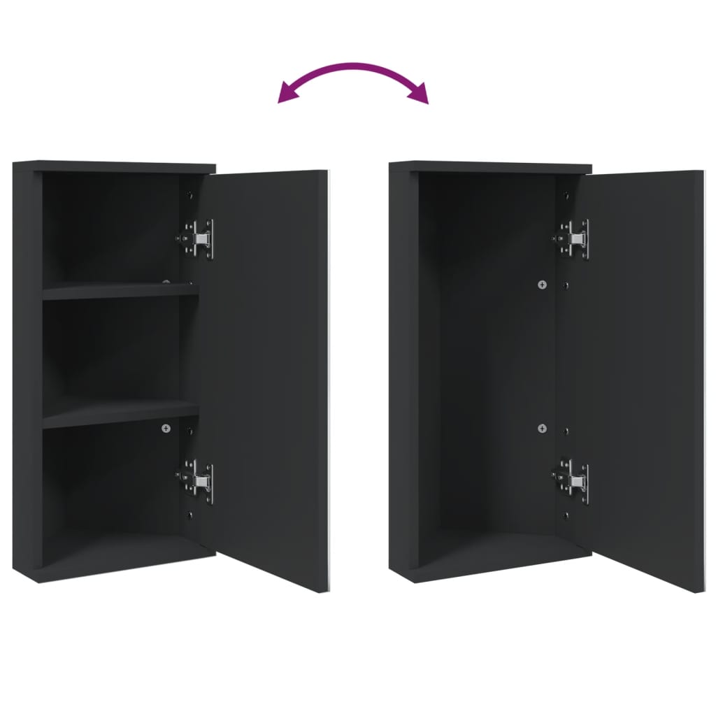 Armadietto Angolare con Specchio da Bagno Nero 30x24x60 cm | homemem39