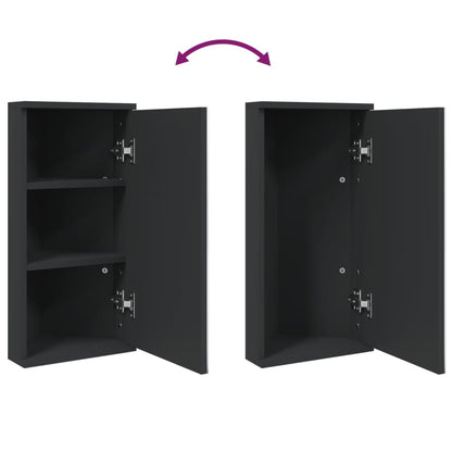 Armadietto Angolare con Specchio da Bagno Nero 30x24x60 cm | homemem39