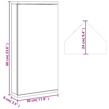 Armadietto Angolare con Specchio da Bagno Nero 30x24x60 cm | homemem39