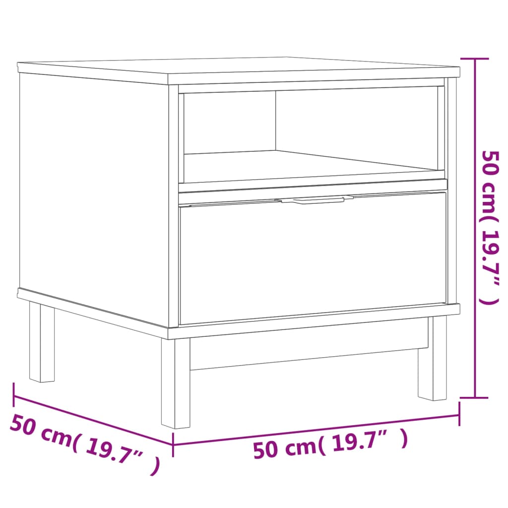 Tavolino FLAM 50x50x50 cm in Legno Massello di Pino