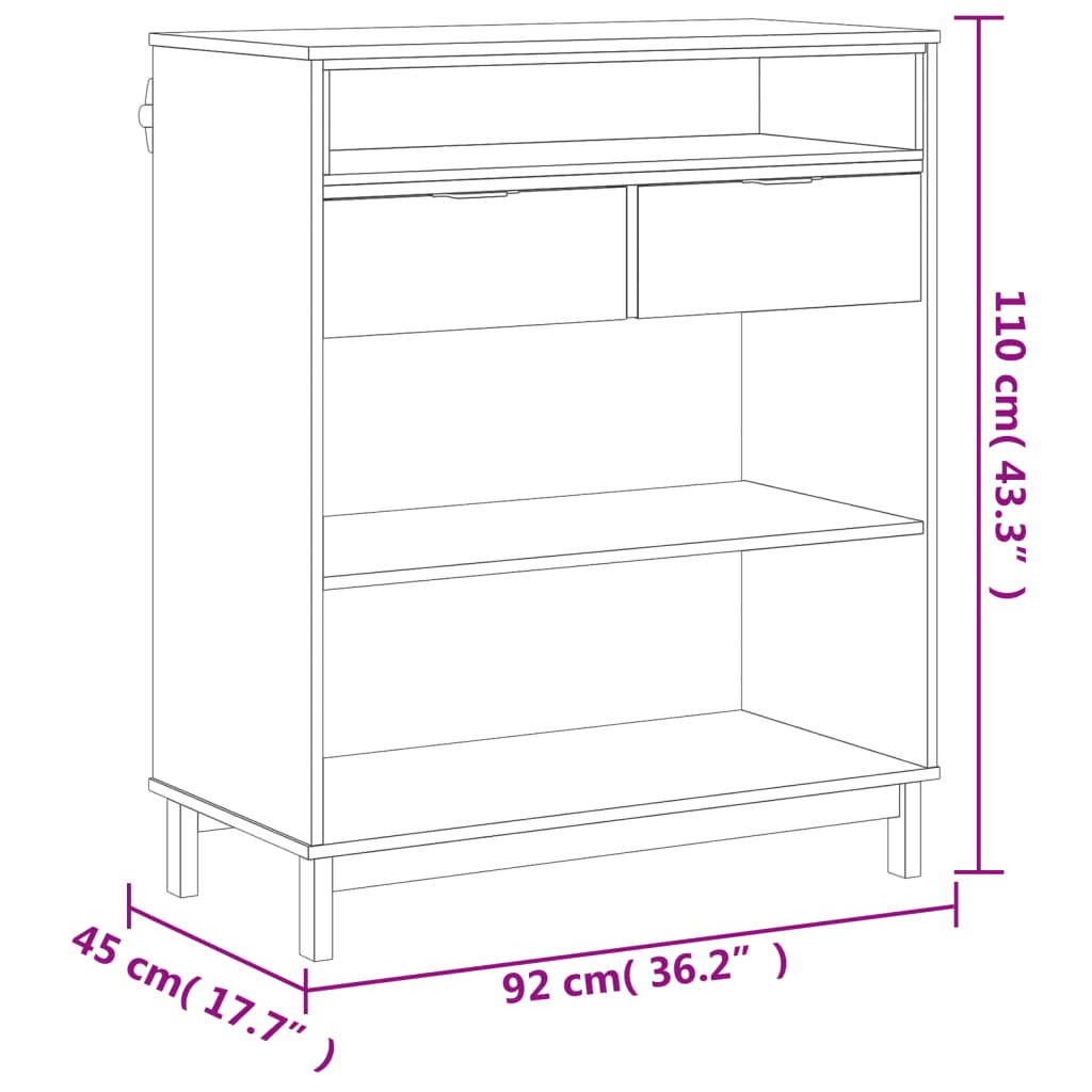 Tavolino da Bar FLAM 92x45x110 cm in Legno Massello di Pino - homemem39