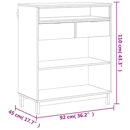 Tavolino da Bar FLAM 92x45x110 cm in Legno Massello di Pino